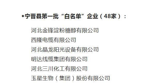 2003网站太阳集团线缆入围河北省首批“白名单”