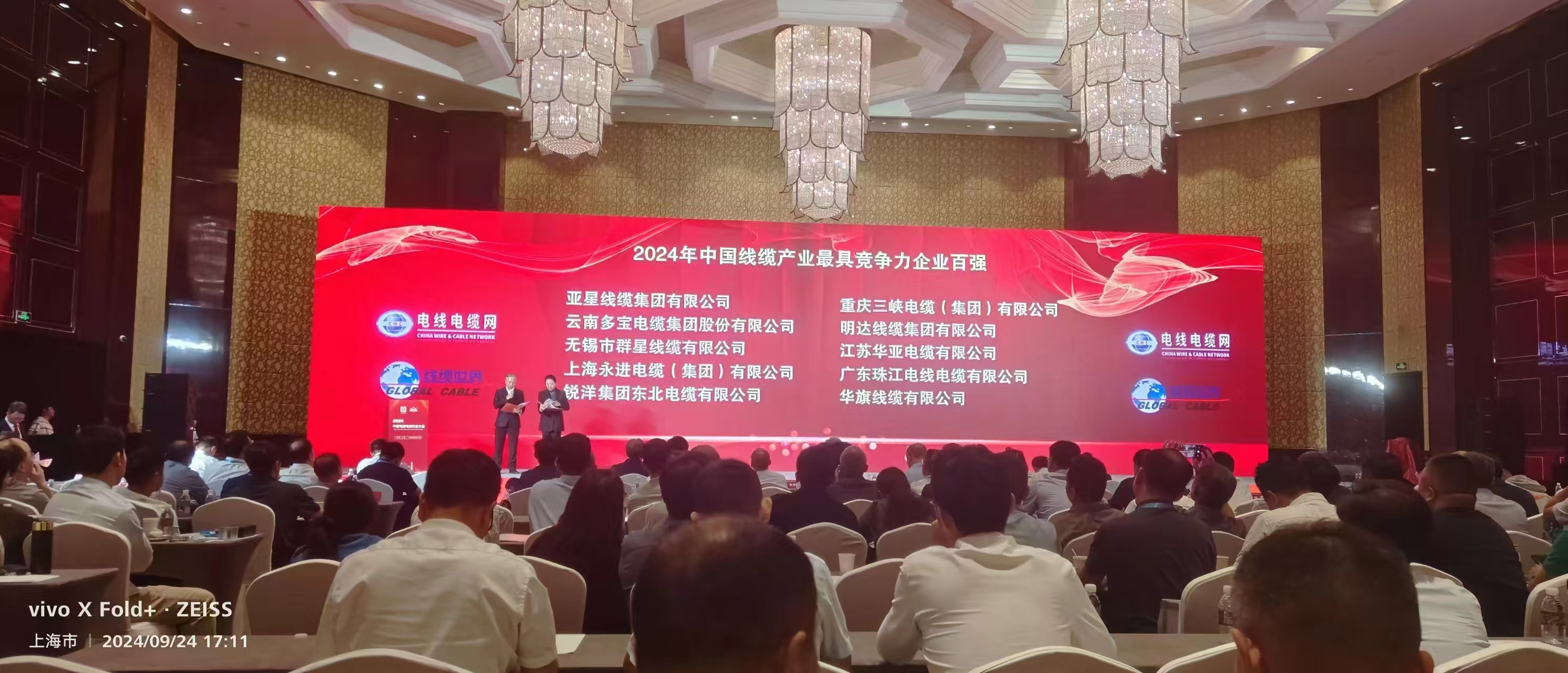 2003网站太阳集团荣登2024年中国线缆产业最具竞争力企业百强榜